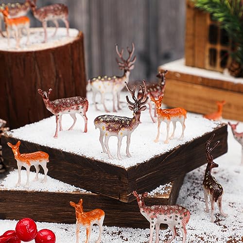 Soaoo 60 Pcs Mini Plastic Deer Figurines Cake Toppers Woodland Christmas Decorations J21625
