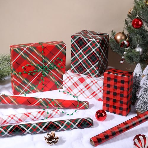 BIOBROWN Reversible Kraft Christmas Wrapping Paper Jumbo Roll 30 Inch x 33 Feet Vintage Trucks Design E340325