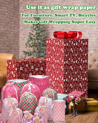 Christmas Gift Bags Assorted Sizes, 22pcs Drawstring Reusable Plastic D786