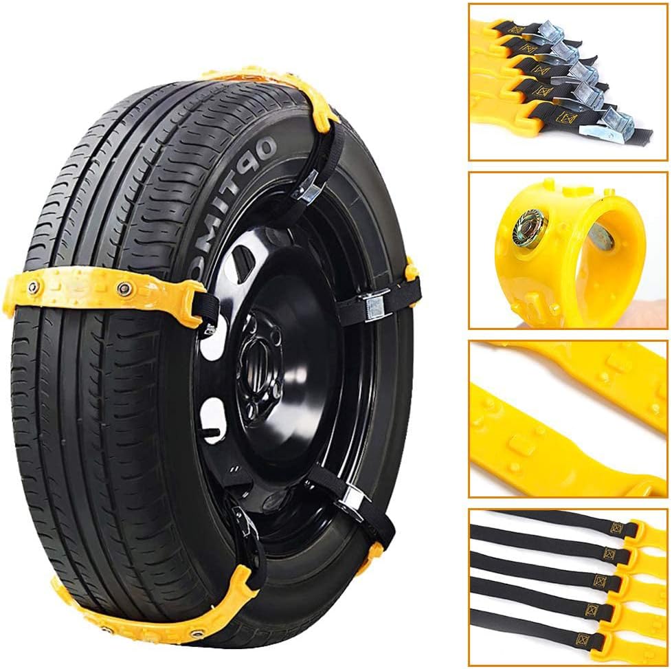 Jeremywell Snow Chains Anti-Skid Emergency Tire Traction for SUV and Cars (Yellow-10pcs) X7533