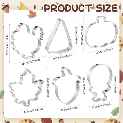 6 Pcs Large Christmas Cookie Cutters Stainless Steel Baking Molds M8080