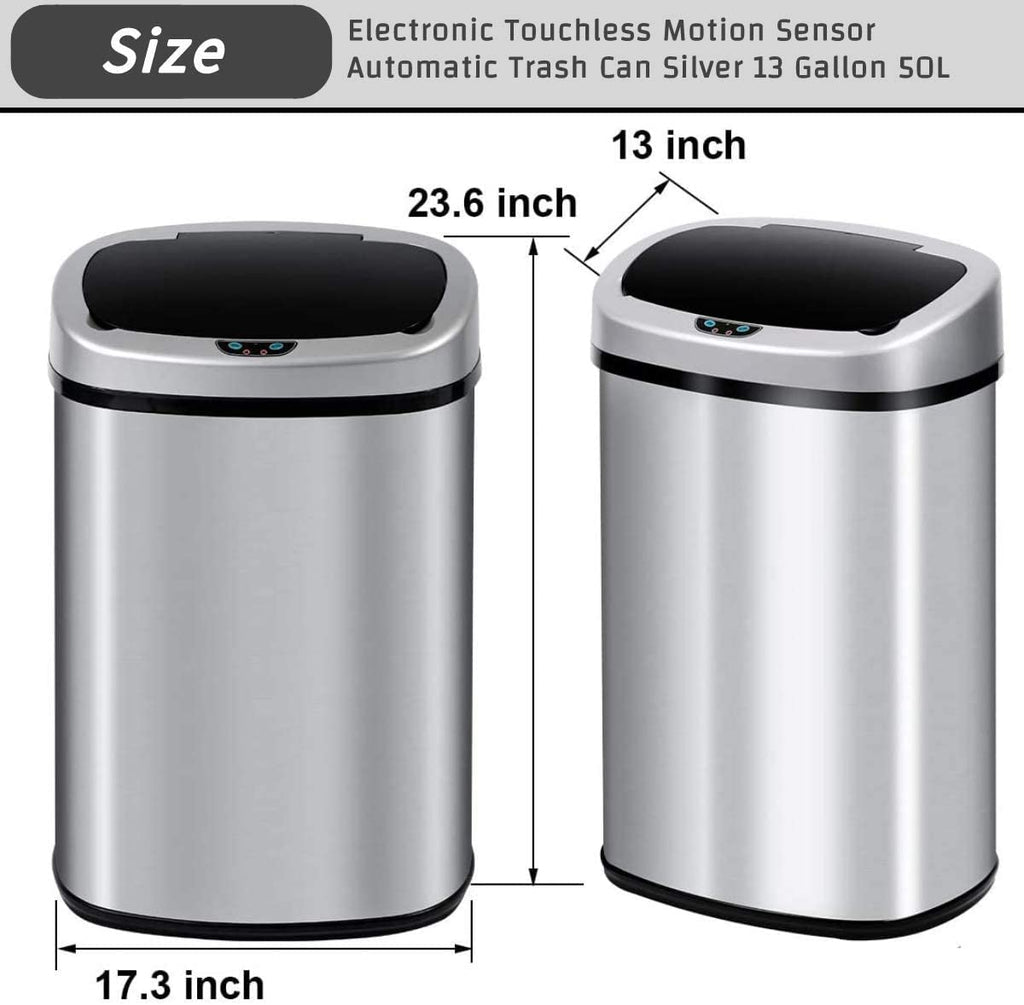 13 Gallon Stainless Steel Motion Sensor Trash Can with Lid J470