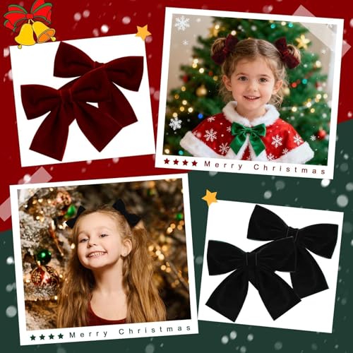 8 Pcs Velvet Hair Bows for Girls with Alligator Clips W5207