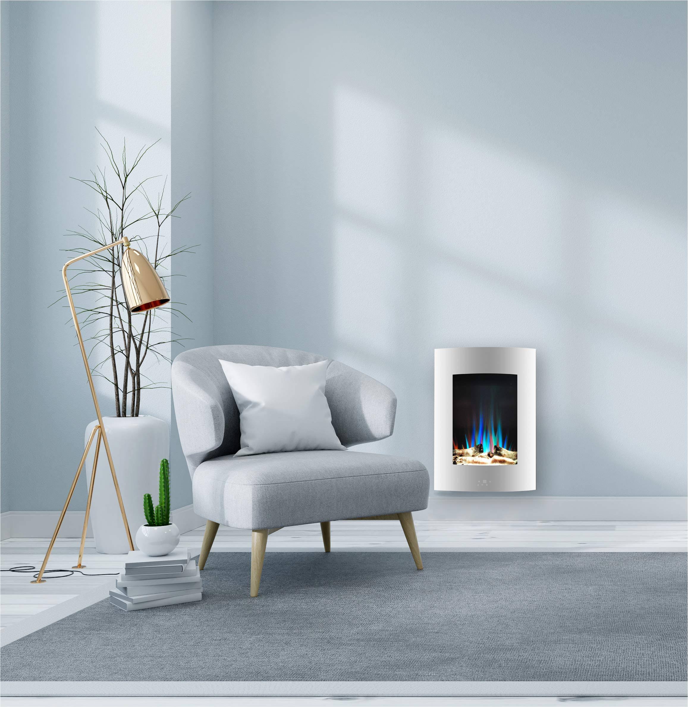 Cambridge CAM19VWMEF-2WHT 19.5 in. Vertical Electric Fireplace White Multi-Color Flame Z132