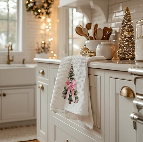 Christmas Tree Kitchen Towels - Neutral Christmas Hand Towels, 16 x 24 Inch V47794