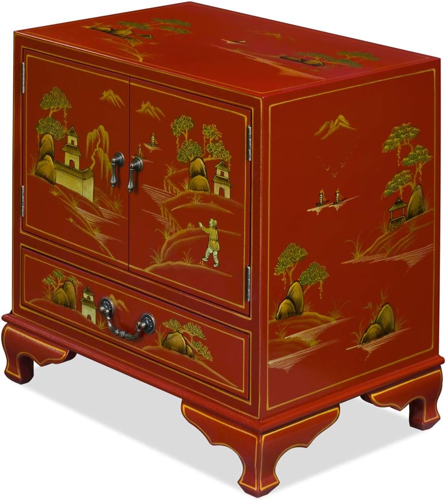ChinaFurnitureOnline Wooden Chinese Cabinet Red Lacquer Chinoiserie C91609