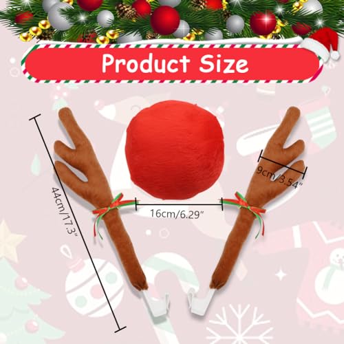 Reindeer Antlers for Cars with Nose, Christmas Car Decorations D2728