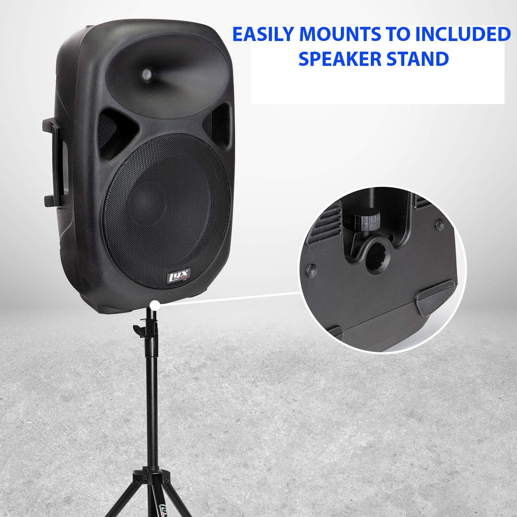 LyxPro SPA15 15 Portable PA Speaker System with Tripod Stand B731014