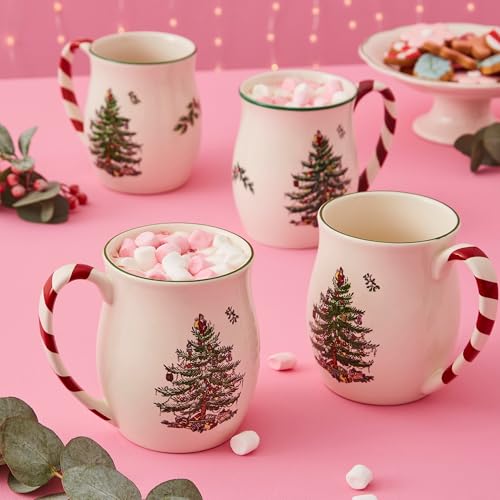 Spode Christmas Tree 14 oz Stoneware Holiday Mugs, Set of 4 V325