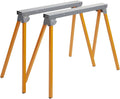 All Steel Folding Sawhorse - Pair Portamate PM-3300T. TWO 33-Inch Tall Fold-up Heavy Duty Saw Horses. Fully Assembled, 1,000lb. Capacity (500lbs. each) and Quickly Folds Up for Easy Storage, Orange