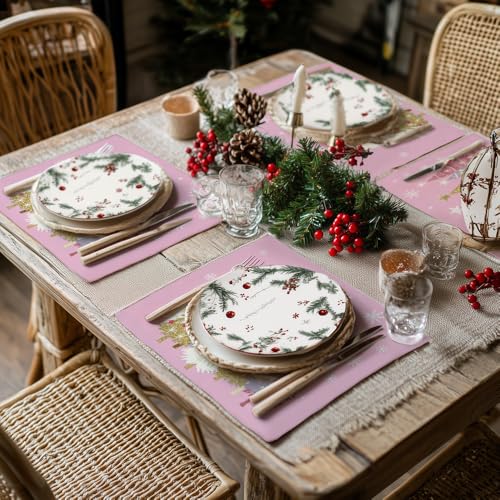 GEEORY Christmas Placemats 12x18 Inch Set of 4, Green Q397