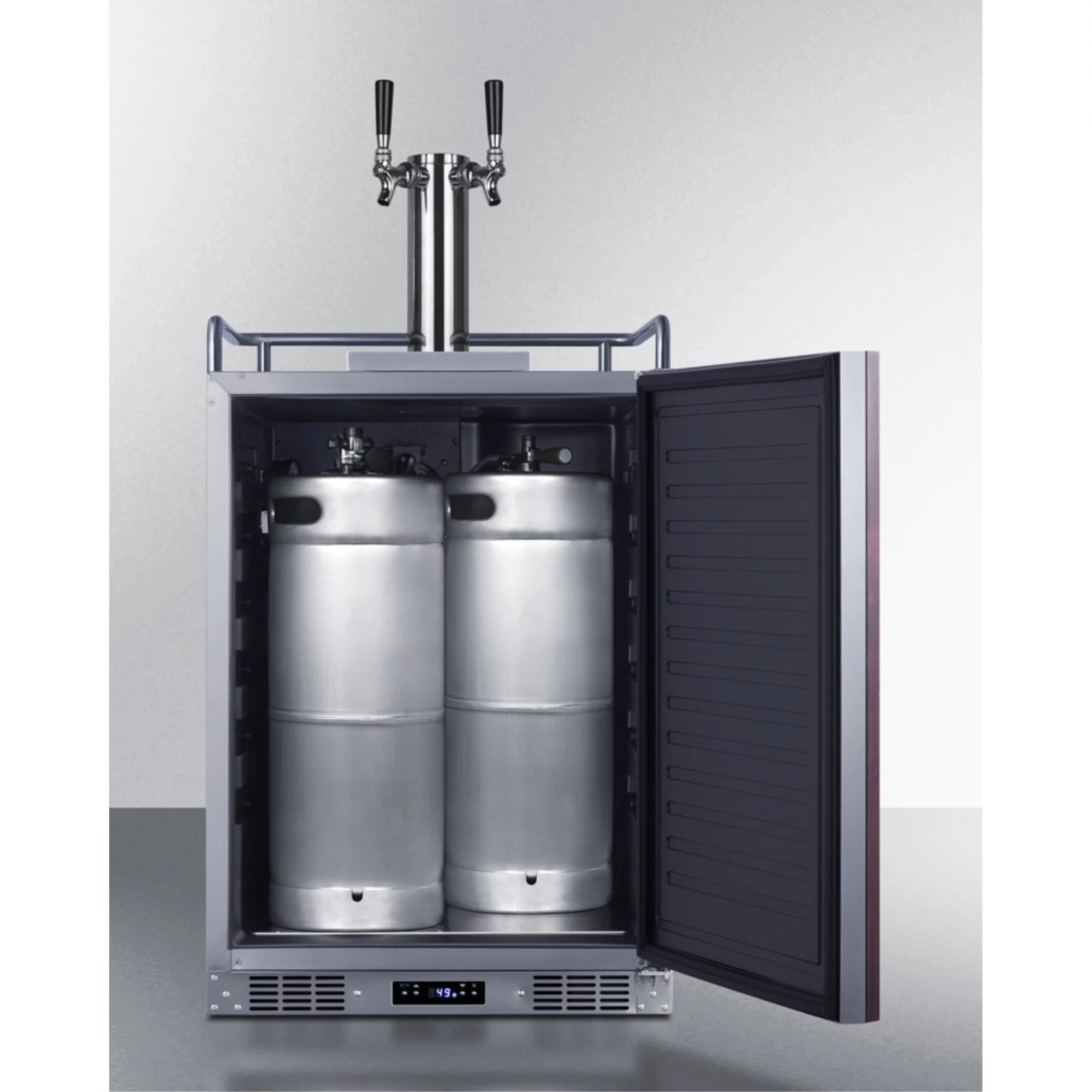 Built-in undercounter dual tap kegerator, stainless steel, panel-ready door O601
