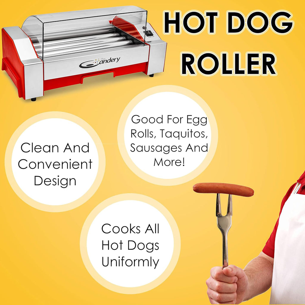 The Candery Hot Dog Roller - 6 Hot Dog Capacity Sausage Grill Cooker X2151