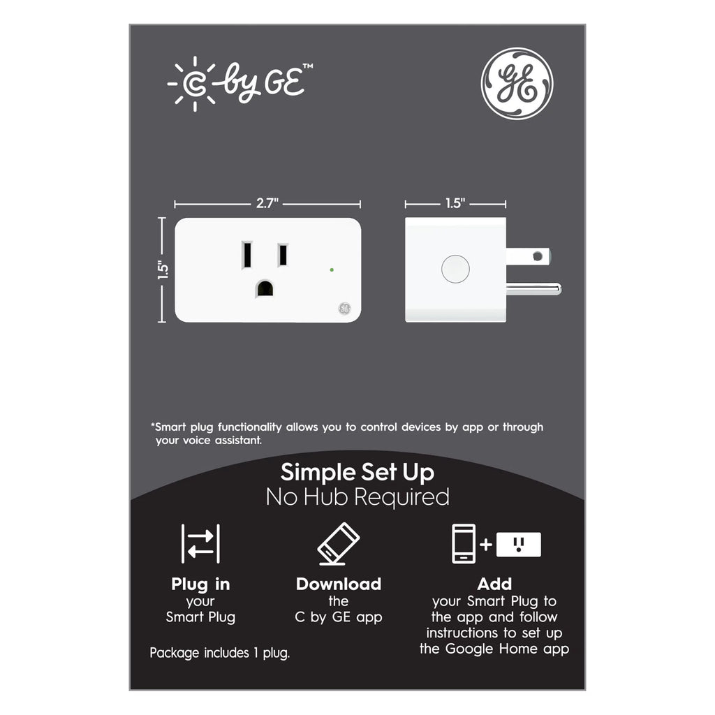 GE C by GE On/Off Smart Plug with Wi-Fi, Works with Google Assistant G542