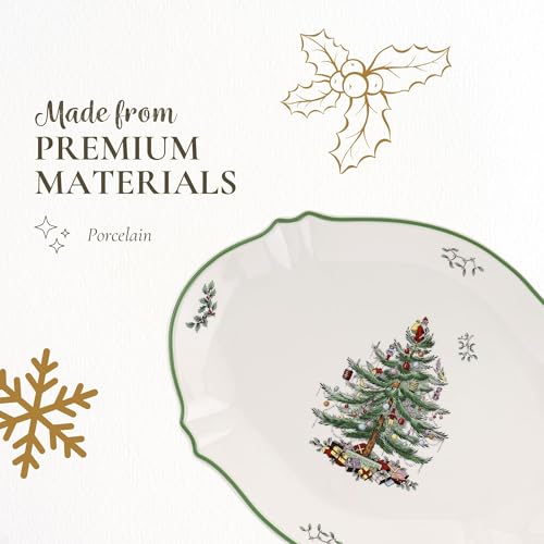 Spode Christmas Tree Sculpted Octagonal Platter, 14-Inch Holiday Serving Dishwasher & Microwave Safe Q207241