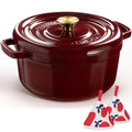 Overmont Enameled Cast Iron Dutch Oven 5QT with Lid and Potholders P525160