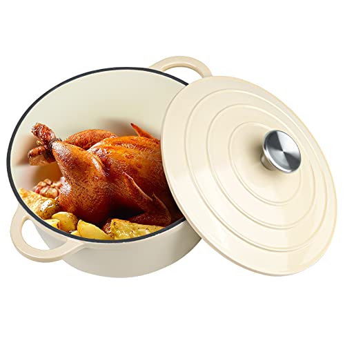 Miereirl 6 Quart Enameled Cast Iron Dutch Oven with Lid, Dark Blue P867