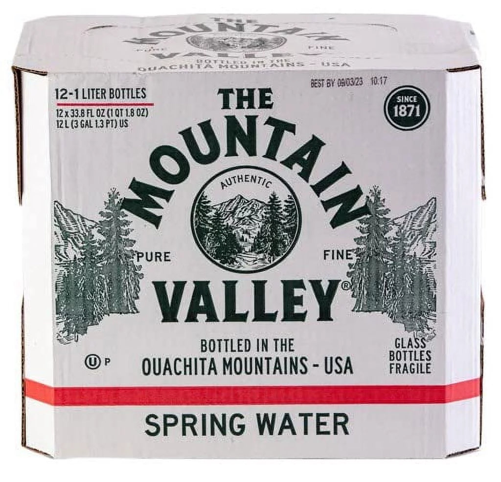 Mountain Valley Spring Water 1L Glass Bottle, 12-Pack V11340