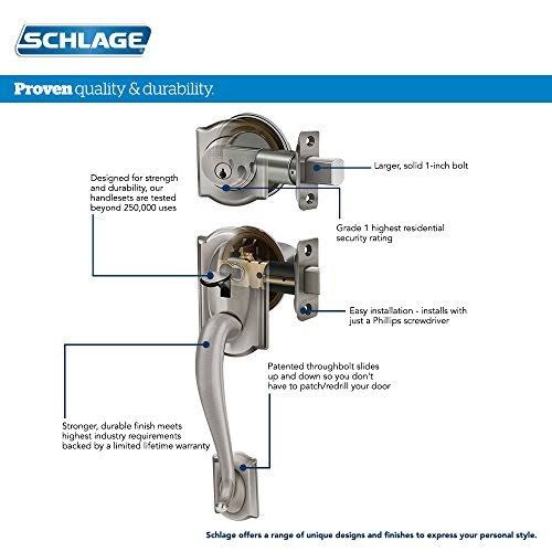 Schlage F60 Century Single Cylinder Handleset with Plymouth Knob, Satin Nickel C781835