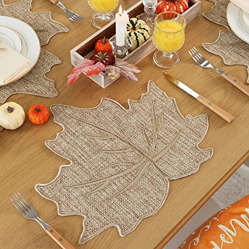 Snowflake Burlap Christmas Placemats Set of 4 for Round Table H634