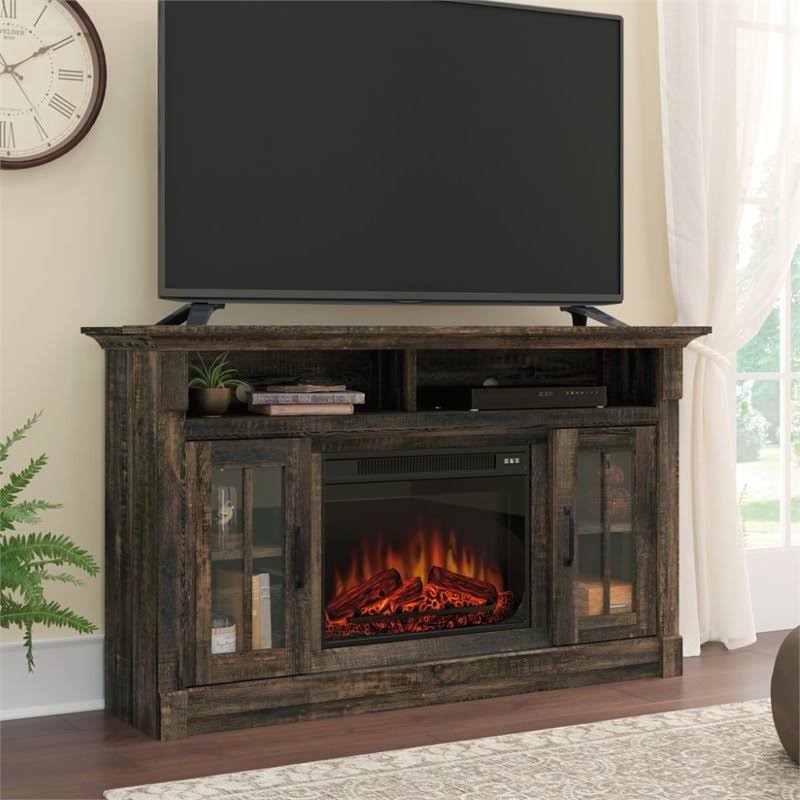 Sauder TV Stand Electric Fireplace Carbon Oak Y7478