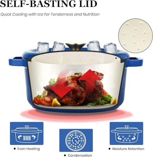 Overmont Enameled Cast Iron Dutch Oven 5QT with Lid and Potholders P525160
