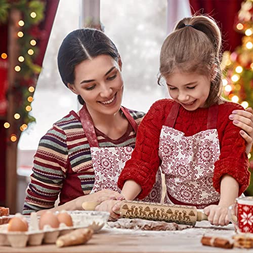 4Pack Christmas Wooden 3D Embossing Rolling Pin for Baking Cookies W389