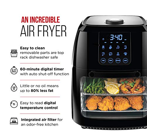 CHEFMAN Multifunctional Digital Air Fryer Rotisserie Dehydrator Convection Oven, 10L, Black H5903