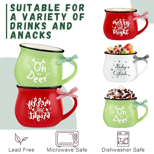 Classic Christmas Coffee Mug Set of 4, 12 oz Ceramic with Gift Box V15146