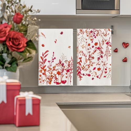 Artoid Mode Wildflower Floral Christmas Kitchen Towels, 18x26 Inch, Set of 2 N243175