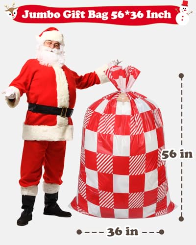 Christmas Gift Bags Assorted Sizes, 22pcs Drawstring Reusable Plastic D786