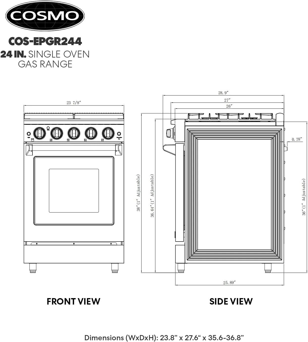 24 in. Freestanding Gas Range with Stainless Steel Oven N609