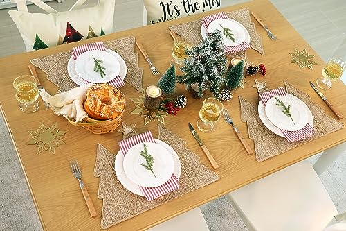 Snowflake Burlap Christmas Placemats Set of 4 for Round Table H634