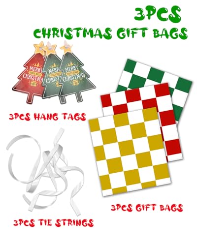 Christmas Gift Bags Assorted Sizes, 22pcs Drawstring Reusable Plastic D786