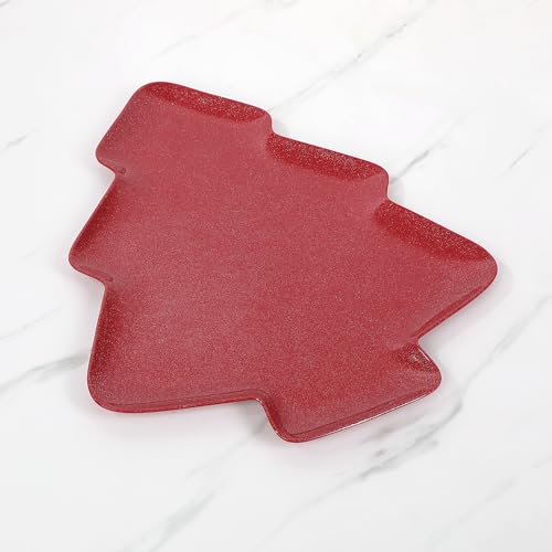 UP UPware Twinkle Christmas Tree Melamine Serving Platter, Red, 16 x 14 Inch O133