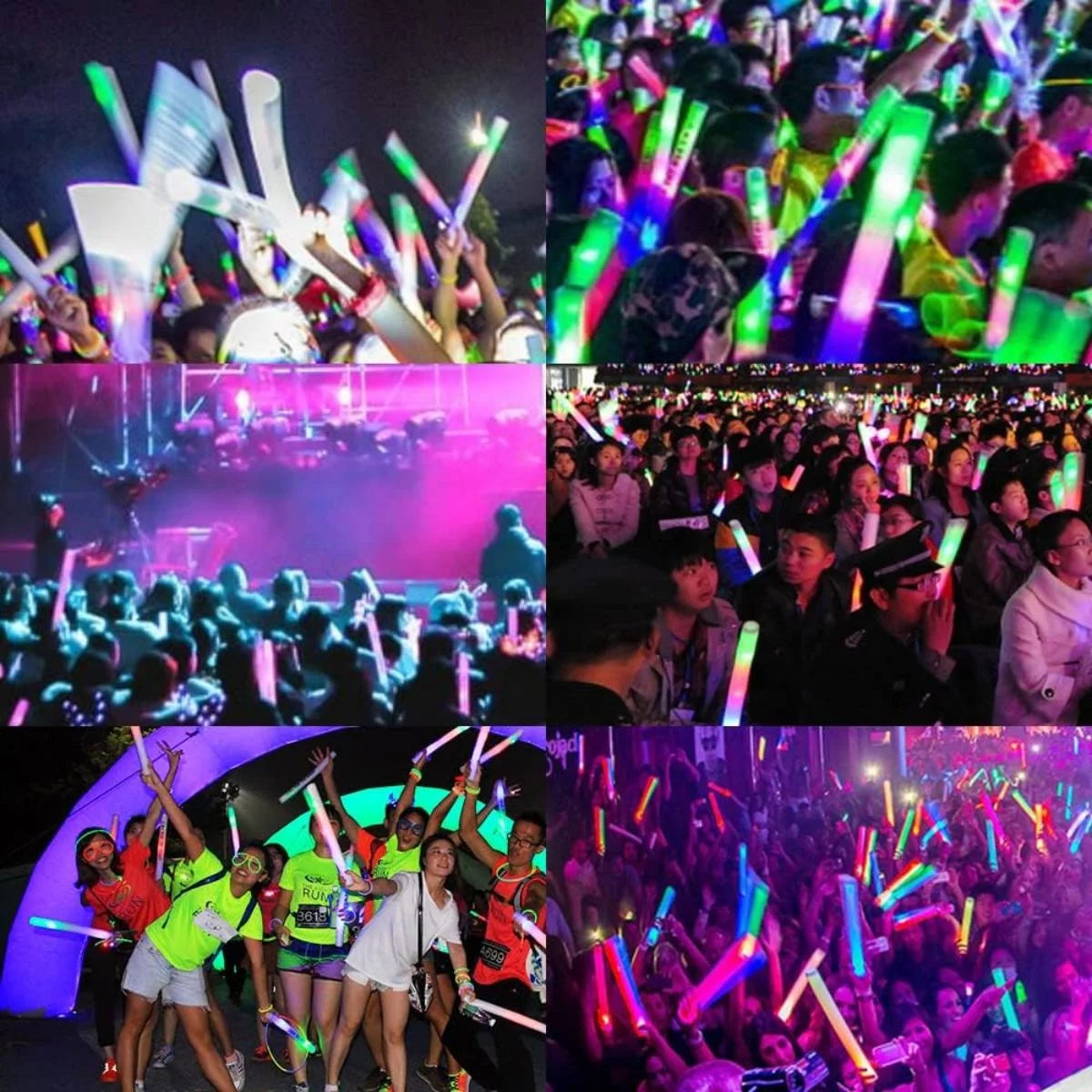 WSYW 100 PCS LED Foam Glow Sticks 18 inch Multi-Color D4553