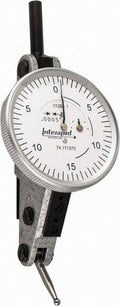 Interapid 0.06 inch Range, 0.0005 inch Dial Graduation, Horizontal Dial Test Indicator - 1-1/2 inch White Dial, 0-15-0 Dial Read