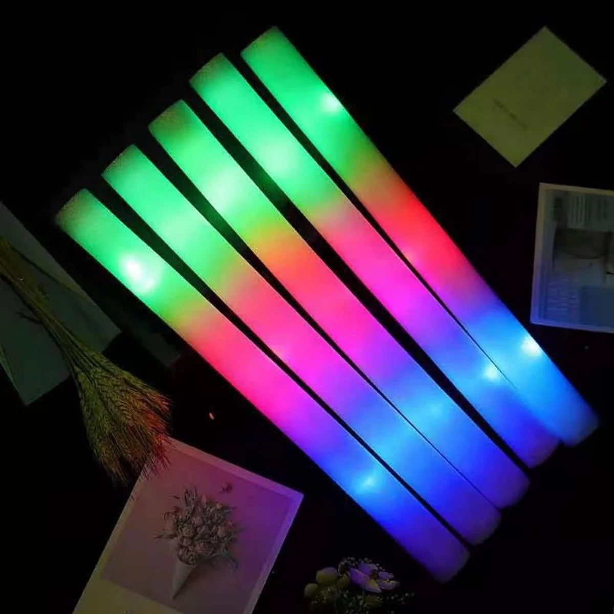 WSYW 100 PCS LED Foam Glow Sticks 18 inch Multi-Color D4553