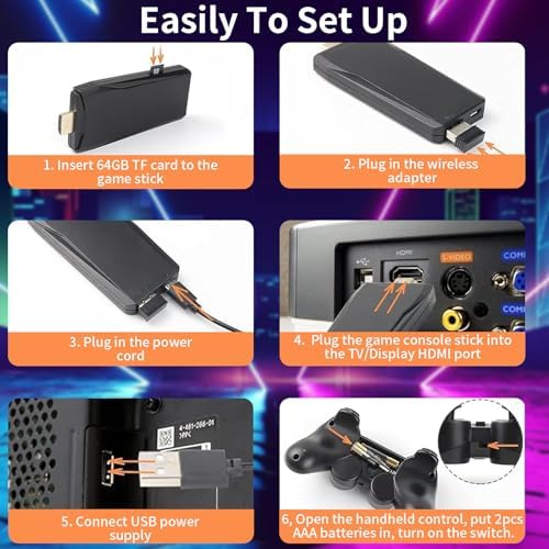 Wireless Retro Game Console with Dual 2.4G Controllers, 64GB V41366
