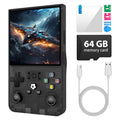 R36MAX Retro Handheld Gaming Console with 18000+ Games, 64GB TF Card, Transparent Gray Q5714