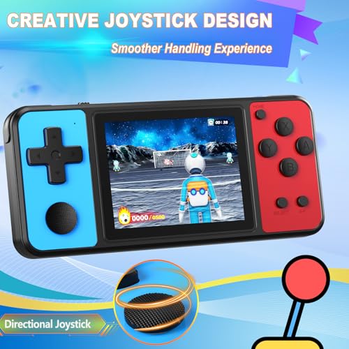 32 Bit Handheld Game Console with 139 Built-in Games, 3.0" IPS Screen, Blue-Red T968340