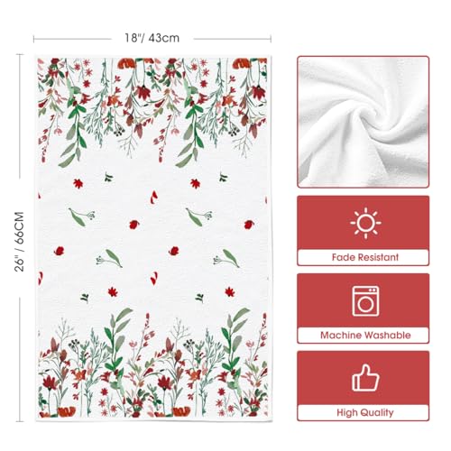 Artoid Mode Wildflower Floral Christmas Kitchen Towels, 18x26 Inch, Set of 2 N243175