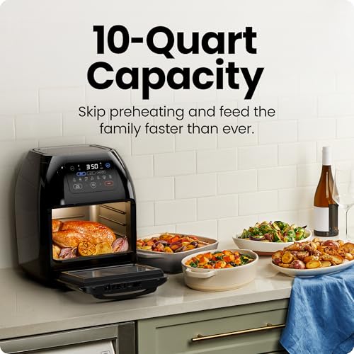 CHEFMAN Multifunctional Digital Air Fryer Rotisserie Dehydrator Convection Oven, 10L, Black H5903