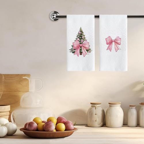 Christmas Tree Kitchen Towels - Neutral Christmas Hand Towels, 16 x 24 Inch V47794