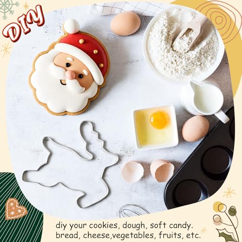 6 Pcs Large Christmas Cookie Cutters Stainless Steel Baking Molds M8080
