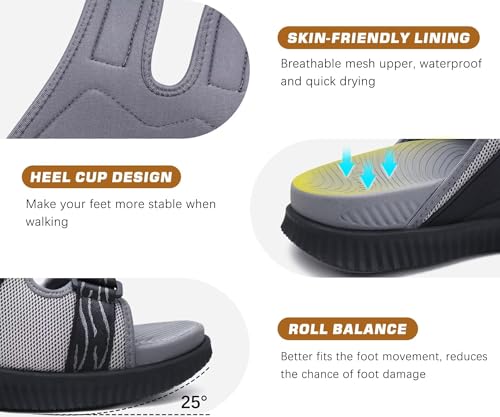 KuaiLu Men's Orthotic Sandals Athletic Recovery Slides with Arch Support Q91398