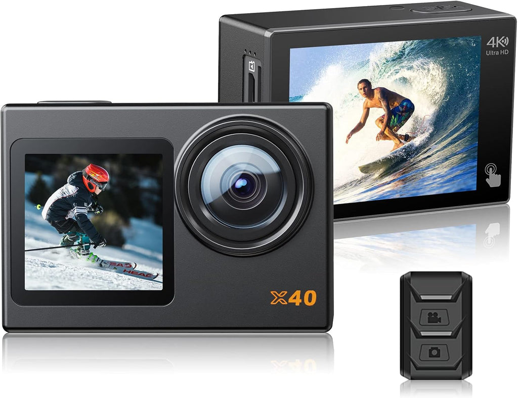 Action Camera 4K Sports Camera 20MP 40M Waterproof Underwater Camera 170°Wide Angle WiFi Ultra HD Camera with 2.4G Remote Control 2 Batteries with Mounting Accessories Kit [New Version]