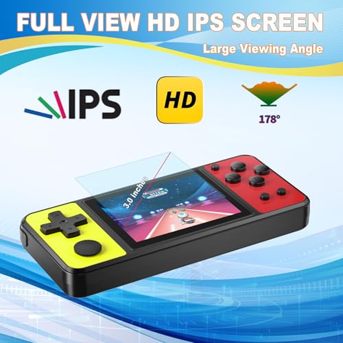 32 Bit Handheld Game Console with 139 Built-in Games, 3.0" IPS Screen, Blue-Red T968340