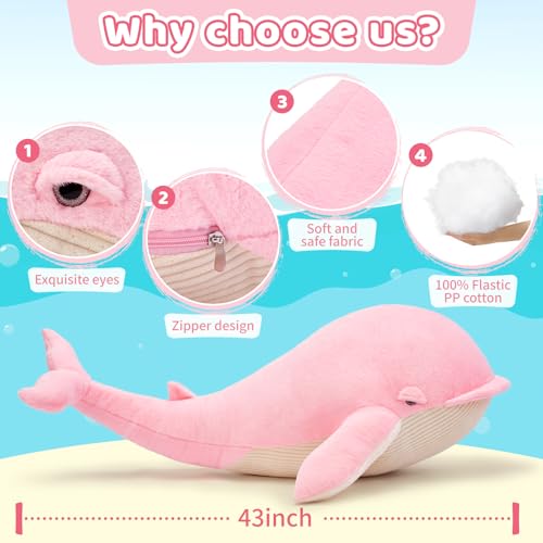 Tezituor 51 inch Giant Whale Shark Stuffed Animal Plush Pillow M152089