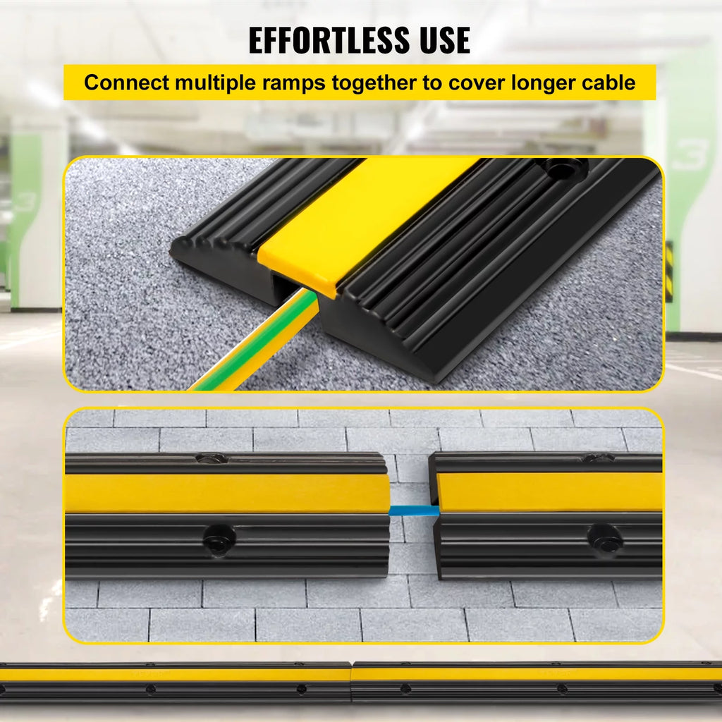 VEVOR 4 Pack 1-Channel Rubber Cable Protector Ramp Heavy Duty 22046lbs C6843